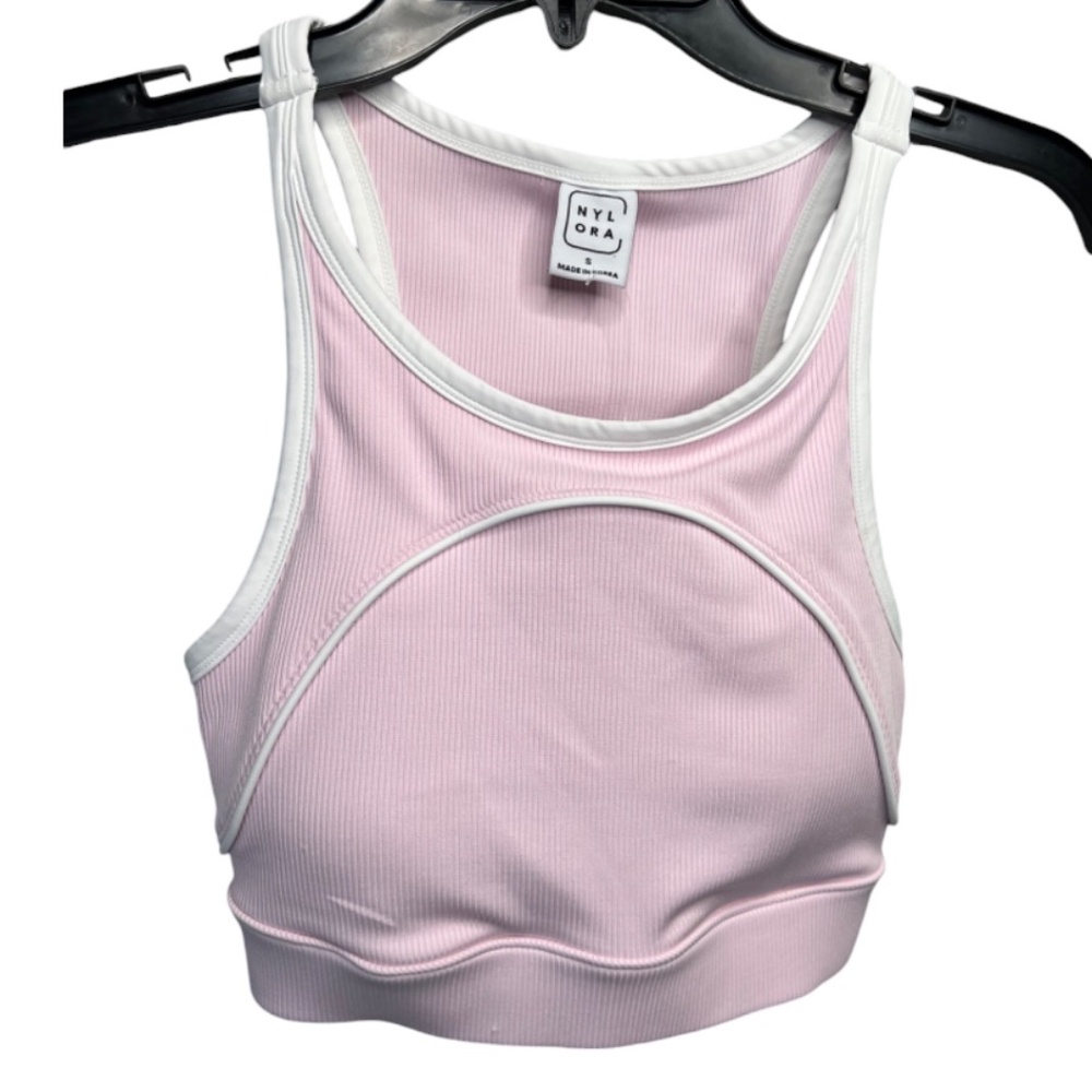 Nylora Rubio Tank Sports Bra Size S Pink and White